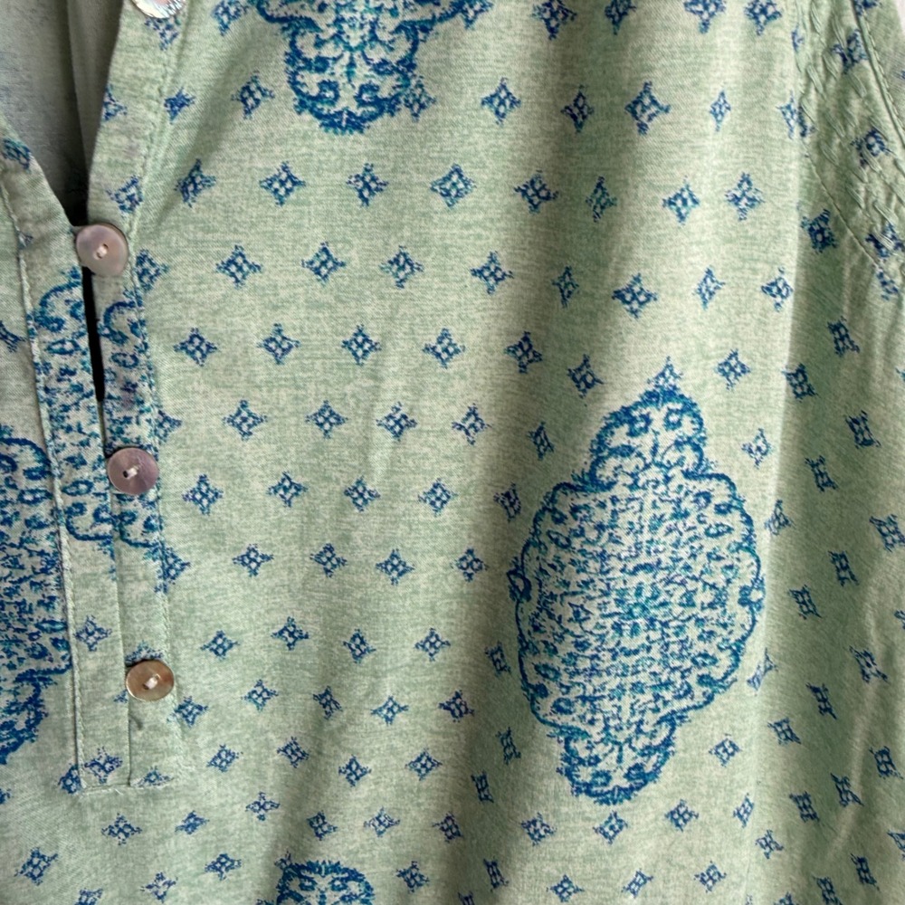 LUCKY BRAND Mint Green and Blue Sleeveless Bohemian Cinch Waist Ladies‎ Dress, S - Picture 3 of 4